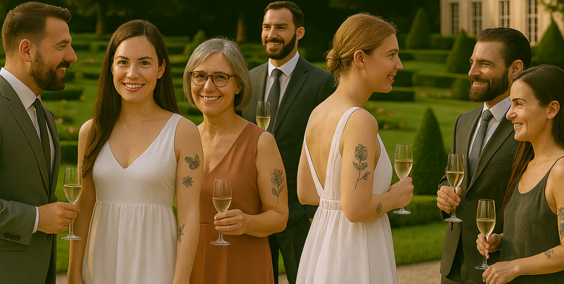 Stand de tatouage éphémère au cours d'un mariage