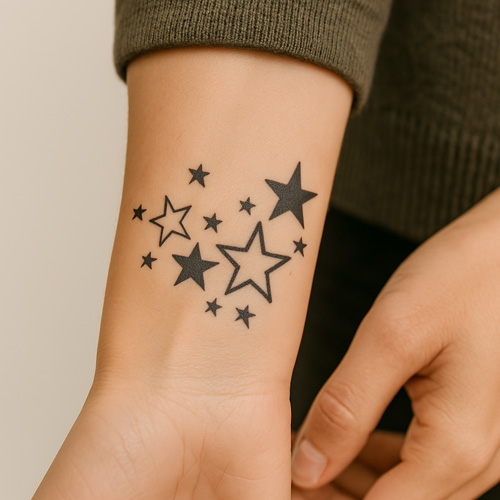 Tatouage éphémère en forme de d'étoiles